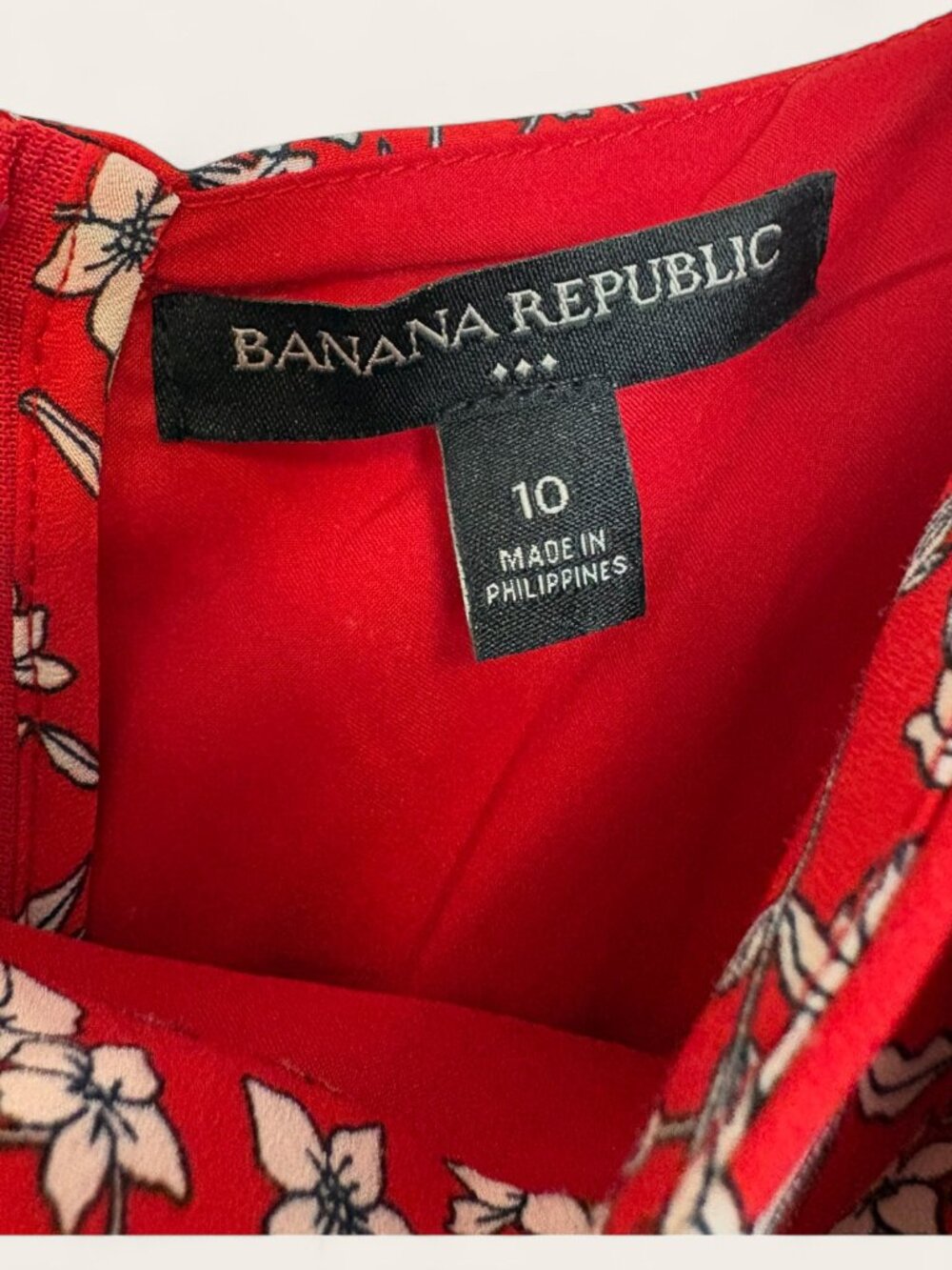 Banana Republic Red Floral Ruffle Midi Dress Size 10 - Picture 7 of 7